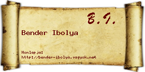 Bender Ibolya névjegykártya